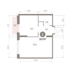 34.00 м² | 8 - 8 эт. 00
