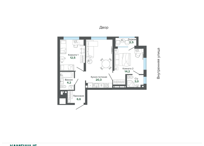 63.29 м² | 5 - 25 эт.