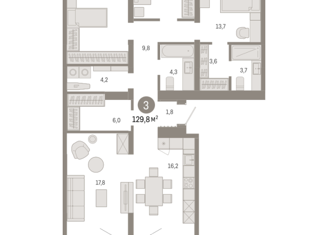 129.00 м² | 2 - 9 эт.