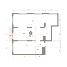 91.00 м² | 14 - 16 эт. 00