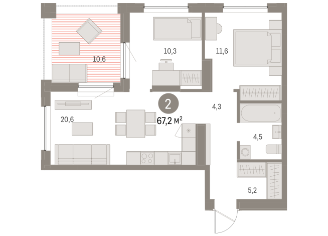 67.00 м² | 8 - 8 эт.