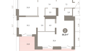 86.00 м² | 7 - 8 эт.