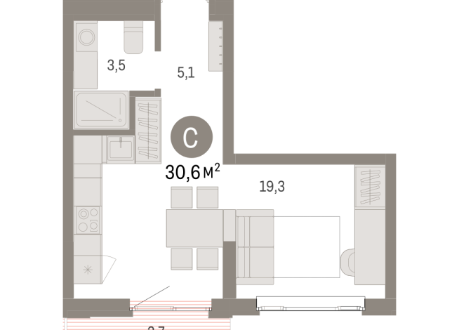 30.00 м² | 7 - 9 эт.