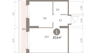 37.00 м² | 8 - 9 эт.