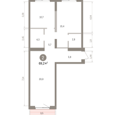 69.00 м² | 7 - 8 эт. 00