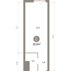32.00 м² | 18 - 25 эт. 00