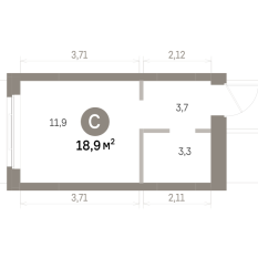 18.00 м² | 3 - 9 эт. 00