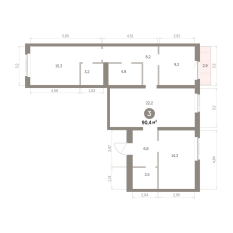 90.00 м² | 5 - 9 эт. 00