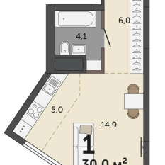 30.00 м² | 8 - 30 эт. 00