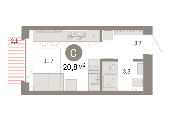 20.00 м² | 7 - 9 эт.