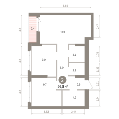 56.00 м² | 5 - 7 эт. 00