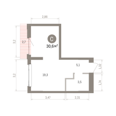 30.00 м² | 7 - 9 эт. 00