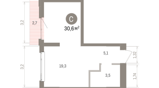 30.00 м² | 7 - 9 эт.