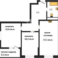 2-к квартира | 58.00 м² | 19 - 25 эт. 21