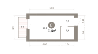 21.00 м² | 7 - 9 эт.