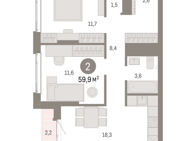 59.00 м² | 20 - 25 эт.