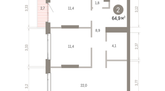 64.00 м² | 14 - 25 эт.