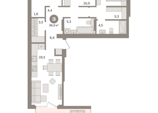 96.00 м² | 1 - 9 эт.