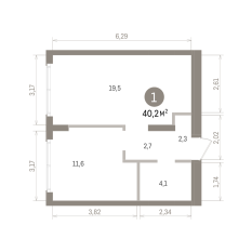 40.00 м² | 2 - 16 эт. 00