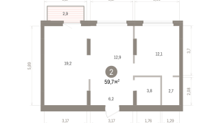 59.00 м² | 3 - 7 эт.