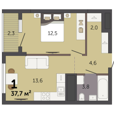 37.70 м² | 21 - 32 эт. 00