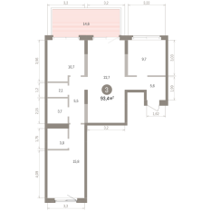 93.00 м² | 2 - 8 эт. 00