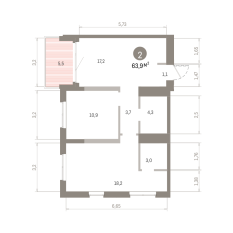 63.00 м² | 15 - 24 эт. 00