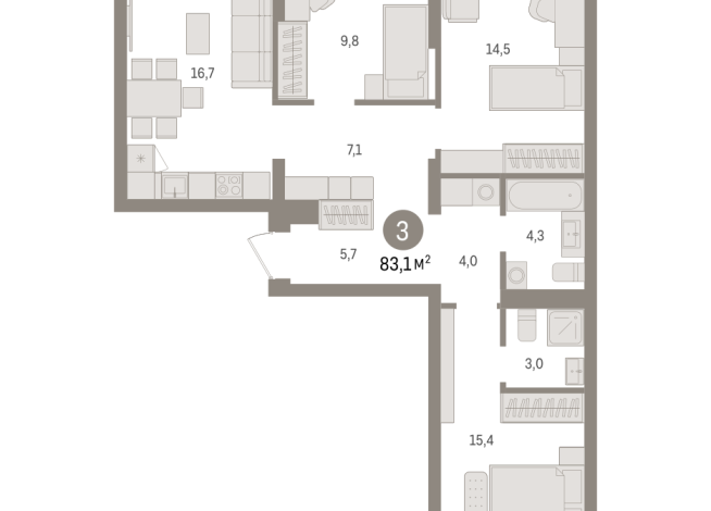 83.00 м² | 5 - 7 эт.