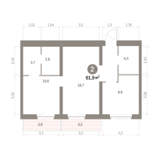 61.00 м² | 5 - 8 эт. 00