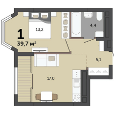 39.70 м² | 7 - 23 эт. 00